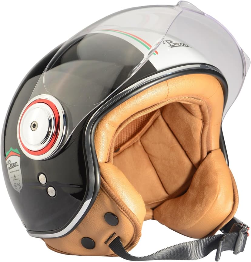 Open Face Motorcycle Helmet for Adults,DOT Approved - Moped Half Vespa Retro Helmet with Anti-Scratch Visor for Men and Women