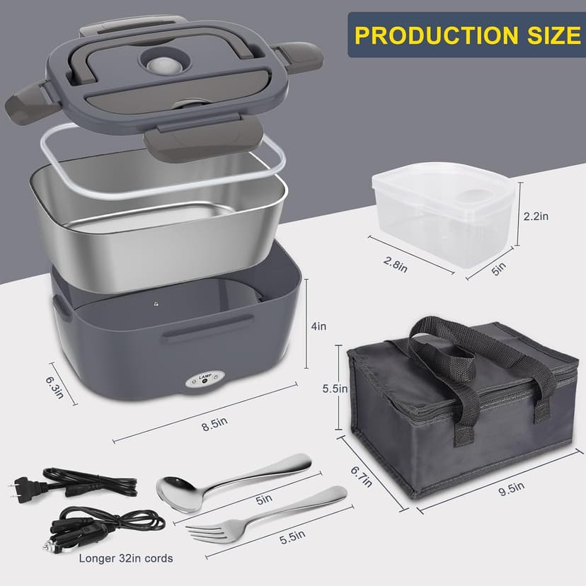Leakproof, Removable Easy Clean, 12V/24V Car/Truck & 110V Home Use, Lonchera Eléctrica Portátil with Bag Tableware, Gifts Carsolt 1.5L Electric Lunch Box, Heated Lunch Box Food Warmer for Adults B09YXSNCTM