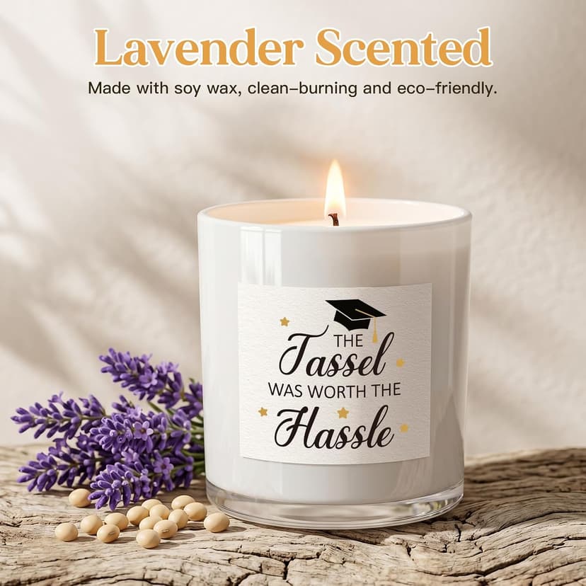 Graduation Gifts for Graduates Daughter Son Friends, College/High School/Masters Degree Graduation Gift, Up to 60Hr Burn Time Graduation Gift for Her Him, Grad Candle, 10oz Lavender Scented Candle B0H7JRB68V