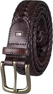 Tommy Hilfiger Men's Fully Adjustable Leather Braided Belt for Jeans, Khakis or Dress Pants