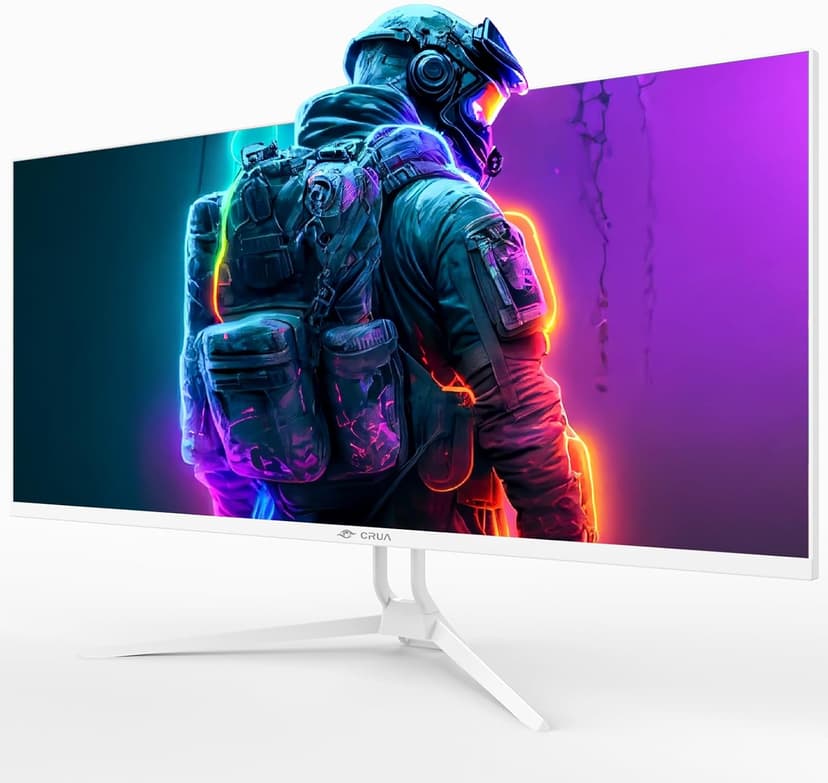 CRUA 34'' Ultrawide Gaming Monitor 120HZ, 21:9 WFHD 2560X1080 IPS Panel Computer Monitors with Built-in Speakers, Support AMD FreeSync, 120% sRGB, DP1.4 & HDMI1.4, Wall Mountable Installs-White