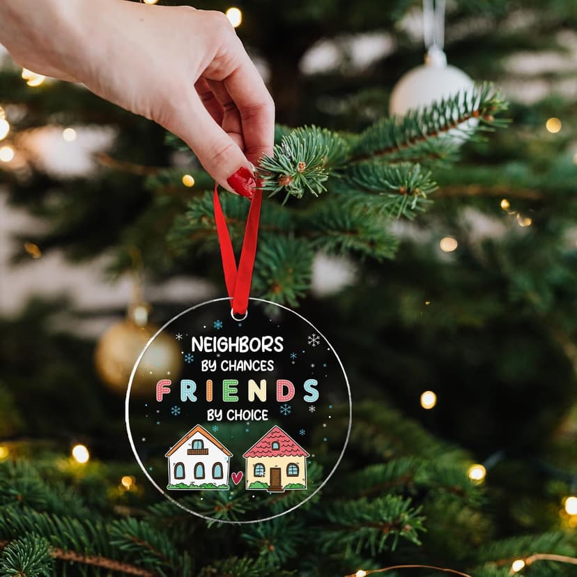 Neighbor Ornament 2025, Christmas Ornaments 2025, Neighbor Gifts Merry Christmas from Our House to Yours, Funny Glass Xmas Tree Decorations, Neighborhood Gift Ideas for Neighbors, Best Friends, Women