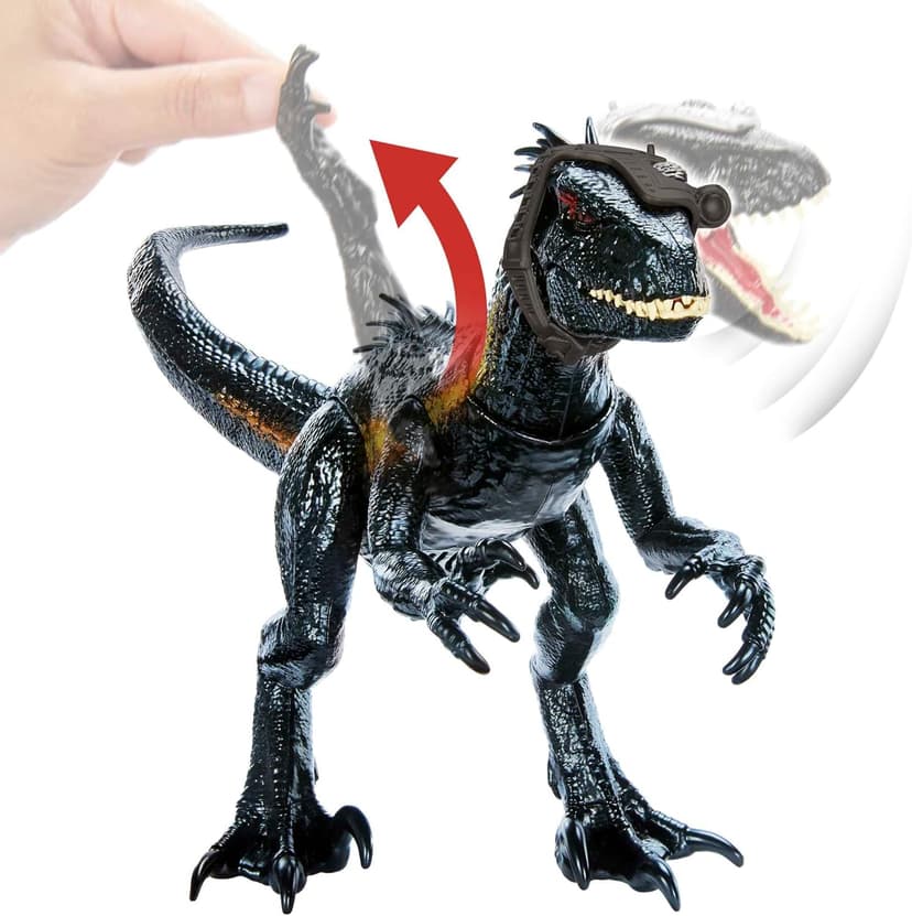 Mattel Jurassic World Dinosaur Figure Indoraptor Track N Attack with Tracking Gear & 3 Attack Features, Toy Gift with Physical & Digital Play