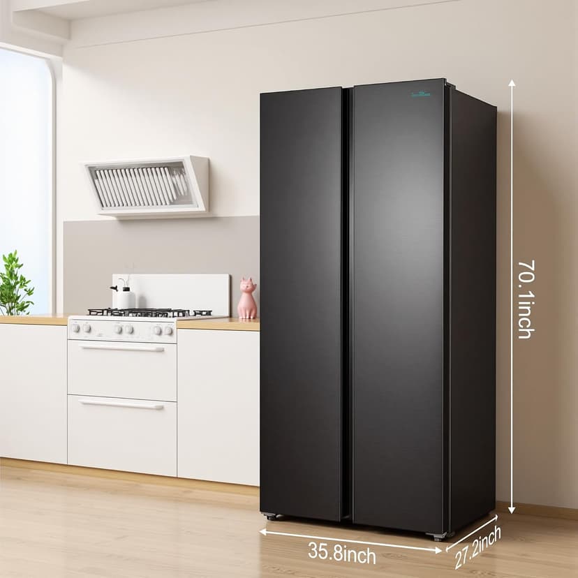 Iceblue 20.7 Cu.Ft. Side-by-side Refrigerators, 36" Full Size Refrigerator, Zoning Temperature Control Beverage Refrigerator with Freezer, Frost Free Beverage Fridge - Black Stainless Steel