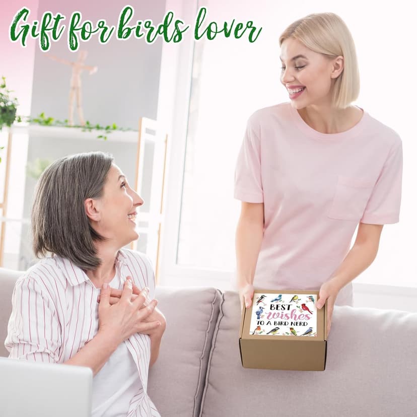 Nefelibata Bird Gifts for Women: 4-in-1 Birds Mug, Socks, Water Whistle, Kitchen Towel - Cardinal, Hummingbird, Kingfisher Birds on Branch