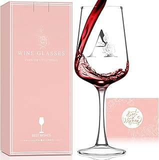 Personalized Wine Glass Gifts for Women - Monogrammed A-Z Wine Glasses Gift | Custom Christmas Gift, Valentines Day, Birthday Gifts for Women Her Mom Wife Best Friend Sister (A)