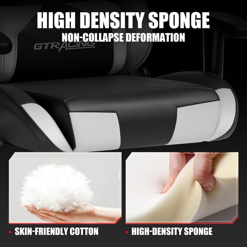 GTRACING Gaming Chair Racing Office Computer Ergonomic Video Game Chair Backrest and Seat Height Adjustable Swivel Recliner with Headrest and Lumbar Pillow Esports Chair (White)
