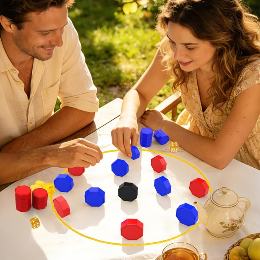 Magnetic Chess Game with Dice, 24 Stones & Black Troublemaker, Updated Family Board Games, Magnet Game with String,Magnetic Stones for Party, Travel & Camping, 2-4 Player Games for Kids & Adults
