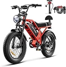 HAPPYRUN 1500W Electric Bike for Adults, 48V 18Ah Removable Battery, 20" Fat Tire E-Bike, 32MPH & 68+ Miles Range, 7-Speed Transmission, All-Terrain Mountain Ebike for Men & Women (Orange-red)