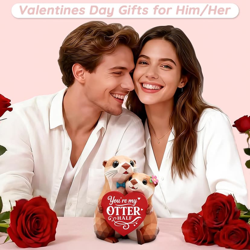 Anniversary Birthday Gifts for Women Men I Love You Wedding Romantic Gift for Wife Husband Couples,Hand-Painted Sculpture Gifts for Women Her Girlfriend Wife Husband BF Men Him Otter Figurines B0GDCT2WCC