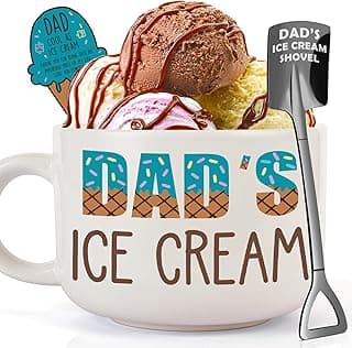 YEUYUQIU Christmas Dad Gifts from Daughter Son Wife - Ideal Christmas Fathers Day Birthday Gifts for Daddy Father Father in Law New Dads, Best Dad Ever Gift - Cool Dad's Ice Cream Bowl Shovel Set