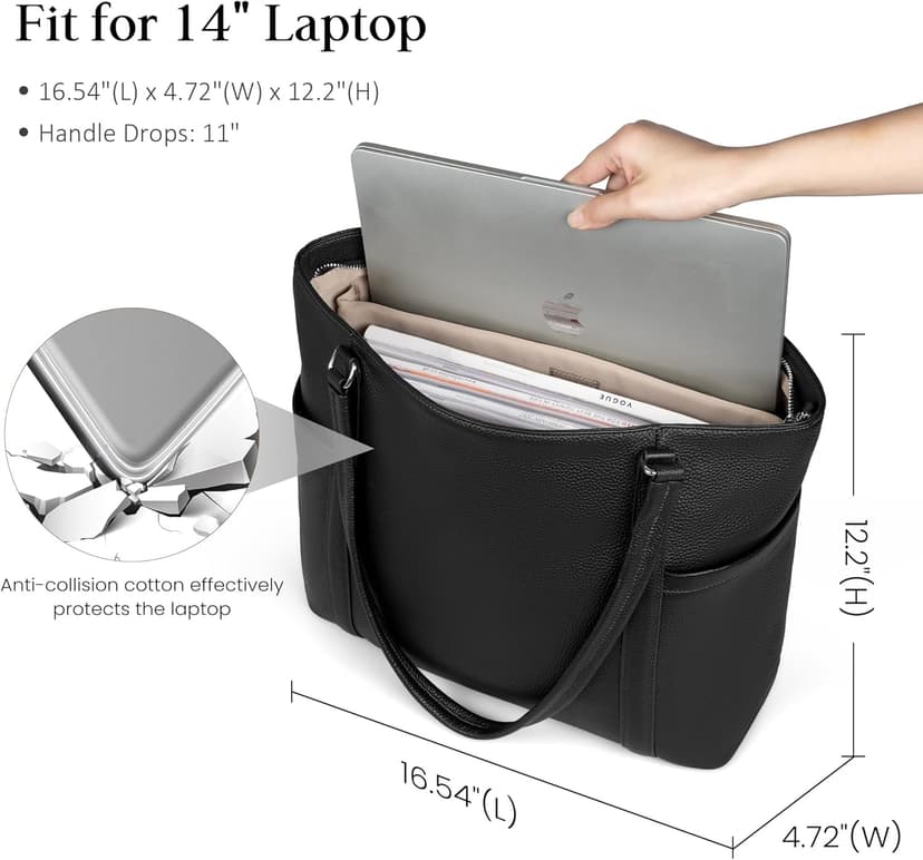 befen Genuine Leather Laptop Tote Bag for Women, Womens 15 Inch Computer Bags Work Totes Purse Shoulder Purses Handbags