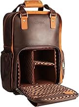 STAR VISTA Bernini Vintage Full Grain Leather Camera Backpack for DSLR/SLR, Camera Case for Photographers, with Tripod Holder, Fits 15.6" Laptop, Casual Outdoor Rucksack, YKK Zippers