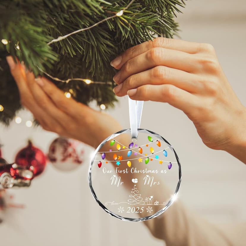 Christmas Ornaments 2025,Our First Christmas Married Ornaments Wedding Gifts for Couples 1st Xmas Married Ornament 2025 Mr and Mrs Bridal Shower Bachelorette Gifts for Bride to be Newlyweds Her Women