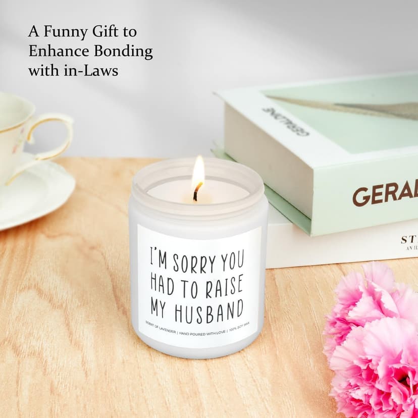 Gifts for Mother in Law, Funny Mom Dad Candles, Mother's Day Father's Day Gift for Parents in-Laws, 9OZ Lavender Soy Scented Candles for Women, Unique Christmas Birthday Gifts Valentines Day