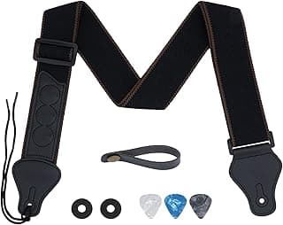 tifanso Guitar Strap, Soft Cotton Straps With 3 Pick Holders, Button Headstock Adaptor, 1 Pair Locks and 3 Picks Set For Electric/Acoustic Guitar