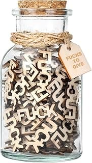 Birthday Gag Gifts for Women Men Adults Her Him, Jar of Wooden Cutout Letter Piece (5oz) - White Elephant Gifts for Friend Coworker Funny Presents Ideas for Christmas Valentines Anniversary Retirement