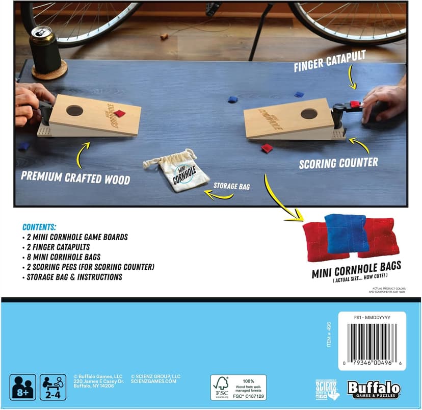 Tabletop Mini Cornhole – Dexterity Skill Game for Families | Portable Cornhole Toss Game for Kids Ages 8+ & Adults | Competitive Two‑Player Party Game Fun