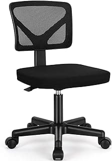 Sweetcrispy Small Office Desk Chair, Ergonomic Low-Back Mesh Rolling Work Swivel Chairs with Wheels, Armless Comfortable Seat Lumbar Support for Home, Bedroom, Study, Student, Adults,Classic Black