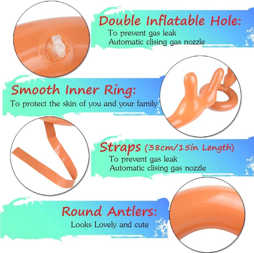 2 Set Inflatable Reindeer Antlers Ring Toss Game, Christmas Games for Family Party Great for Adults and Kids