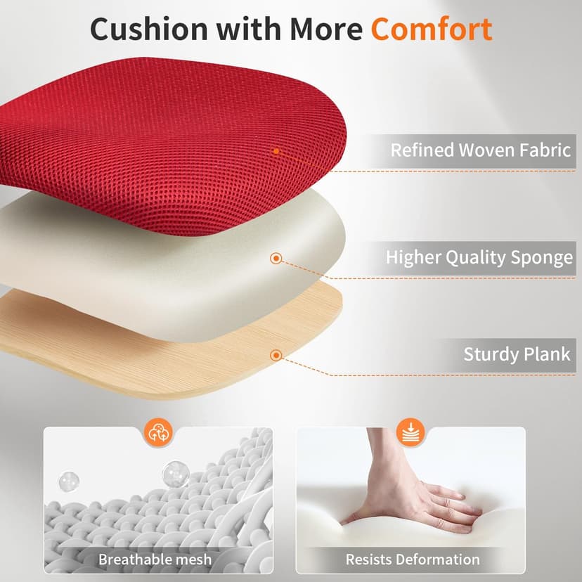 BestOffice Office Chair Ergonomic Cheap Desk Chair Mesh Computer Chair Lumbar Support Modern Executive Adjustable Stool Rolling Swivel Chair for Back Pain (Red)