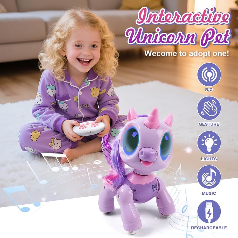 BIRANCO. Unicorn Robot Toys for Girls Age 3-5, Remote Control Electronic Pet, Gesture Sensing, STEM Play, Surprise Interactive Toy for Toddler Gifts and Kids Age 4 5 6+ Years Old B0F1SVTK89