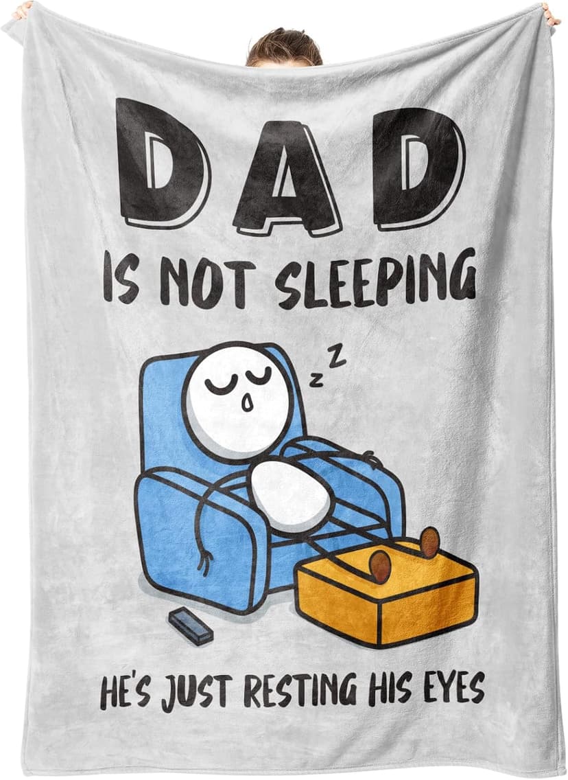 Dad Gifts from Daughter Son, Super Soft Throws Blanket for Couch and Napping, 60" x 50" (Gray) Funny Birthday Gift for Dad Husband, Dad is Not Sleeping Blanket B0DPW37148