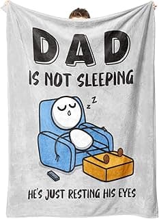 Dad Gifts from Daughter Son, Super Soft Throws Blanket for Couch and Napping, 60" x 50" (Gray) Funny Birthday Gift for Dad Husband, Dad is Not Sleeping Blanket B0DPW37148