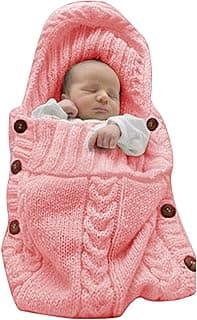 XMWEALTHY Newborn Baby Wrap Swaddle Blanket Knit Sleeping Bag Sleep Sack Stroller Wrap for Baby(Light Pink) (0-6 Month)
