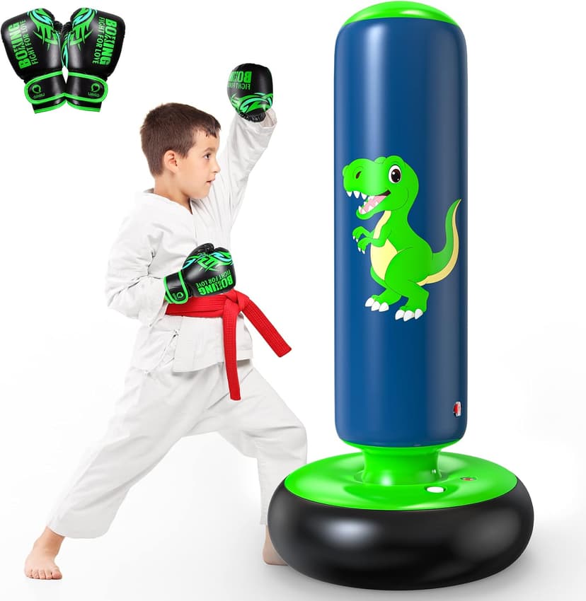 QPAU Inflatable Punching Bag, 48 Inch Stable Inflatable Boxing Bag for 3-6 Kids,Dinosaur Toy & Gifts for Boys and Girls, Kids Boxing Set for Practicing Karate, Taekwondo B0BKPM69F8
