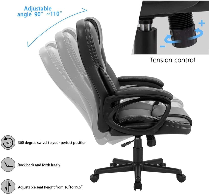 Furmax Office Executive Chair High Back Adjustable Managerial Home Desk Chair, Swivel Computer PU Leather Chair with Lumbar Support
