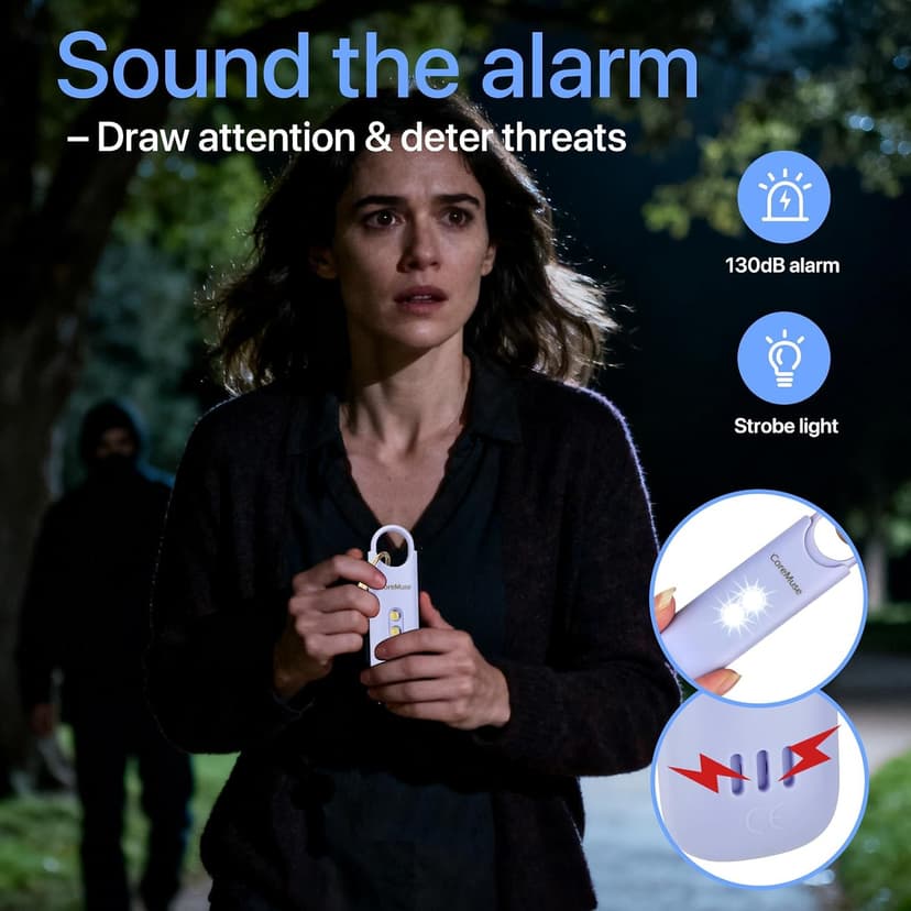 Personal Safety Alarm for Women – Panic Button 130dB Siren with Dual LED Strobe Flashlight, Rechargeable Self Defense Keychain for Night Walking, Campus, Travel Gifts for Women (Violet) B0FX35T8LD