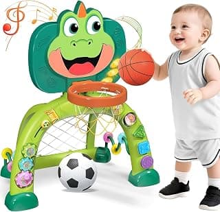 Boy Girl Toys for 12-18 Months with Sound Music, Interactive Learning Birthday Gift for Kids Marstone Toddler Basketball Hoop Soccer Goal Activity Toy for 1-3 Years Old B0FF9X3J72