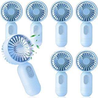 Rossesay 6 Pcs Mini Portable Fan Bulk Cute Handheld Lightweight Small Little Personal Hand Eyelash Fan 3 Speeds USB Rechargeable for Women Men Indoor Outdoor Makeup Travel (Blue) B0D7PSZP8B