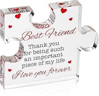 Friendship Gifts - Acrylic Block Puzzle Friendship for Her - Long Distance Relationship Gift, Bestie Gifts Paperweights