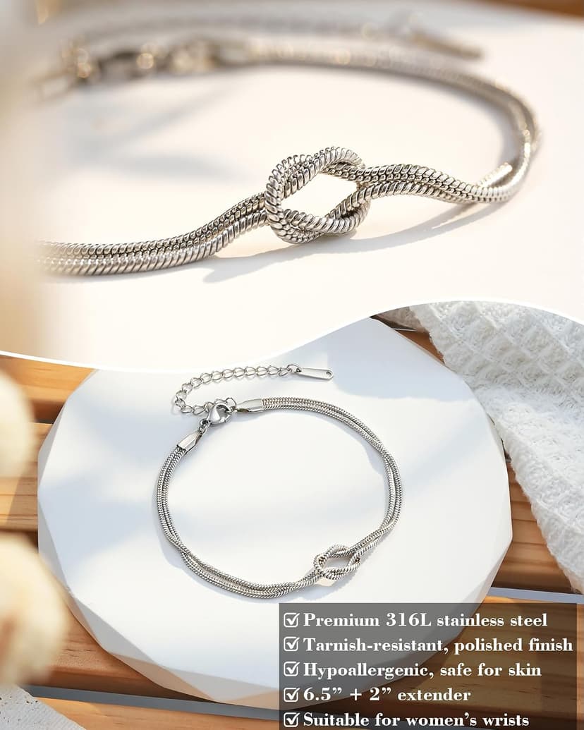 Birthday Christmas Mothers Day Jewelry Gifts Tarsus Love Knot Sister Bracelet for Women, Sisters Gifts from Sister B0F1YXBMQ7