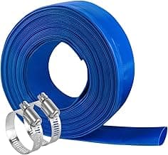 Eastrans 1 IN x 100 FT Heavy Duty Flat Discharge Hose, Weather & Burst Resistant, Best Hose for Inground Pools, Filter & Drain Hose