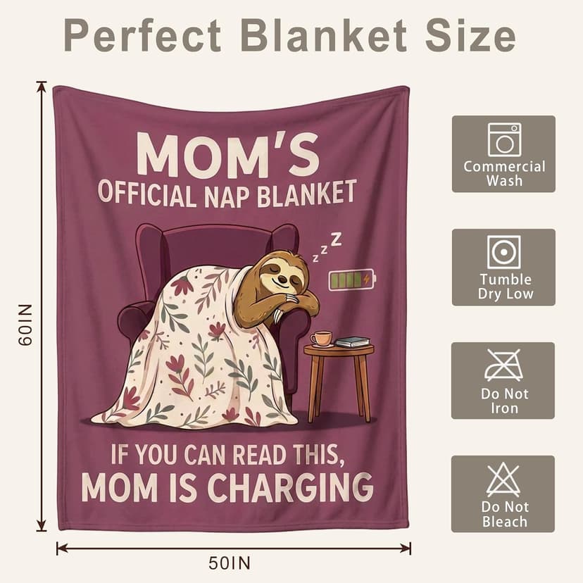 Fun Gifts for Mom on Birthday Mother's Day,Flannel Material ,Suitable for naps and rest,Mom Stocking Stuffers Mom Blanket,Fun Gifts for Mom from Daughter Son, 60 x 50 in B0HFN2KSHC