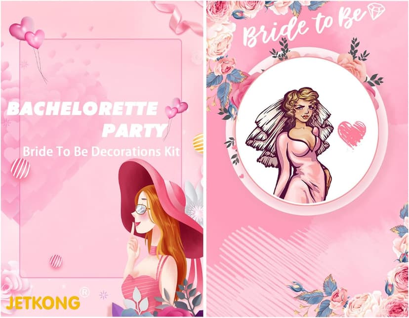 JETKONG 3 Pcs Bachelorette Party Decorations Bridal Shower Crown, Bride to Be Sash&Veil for Women Bachelorette Party Gifts, Bachelorette Party Supplies, Gifts, Favors (Rose Gold)