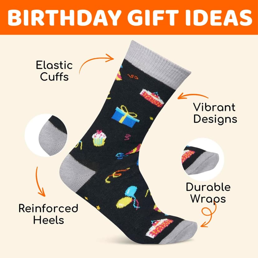 HAPPYPOP Birthday Gifts Ideas for Boys - Socks for Kids Girls Age 5-12 with Greeting Card