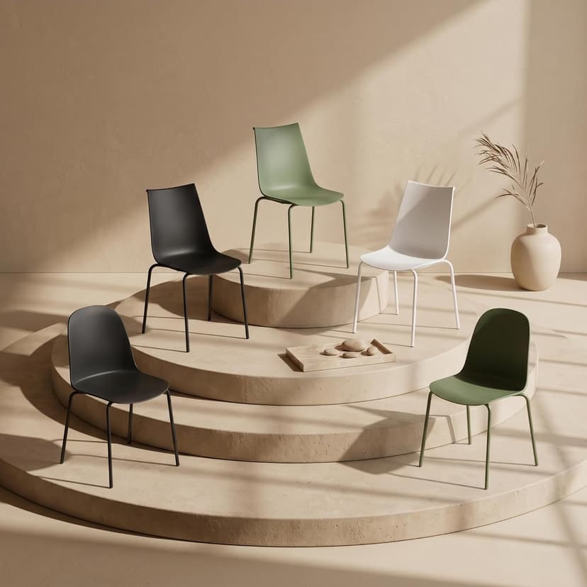 KISLOT Dining Chairs Set of 4, Plastic Outdoor Dining Room Chairs with Metal Legs, PP Anti-UV Stackable Patio Chairs with Ergonomic Back & Curved Seat for Kitchen Swimming Pool, Easy Assembly, Green