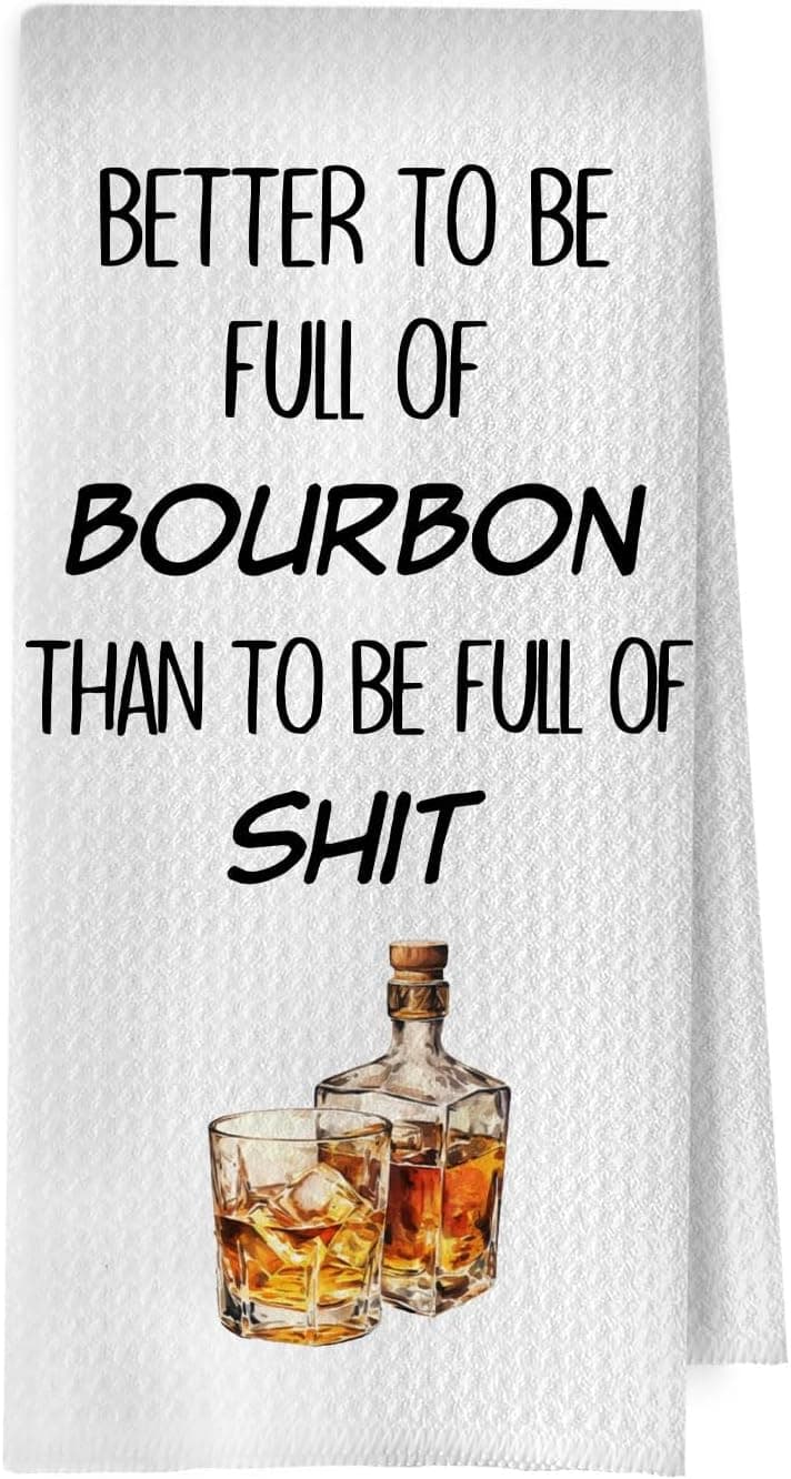Funny Whiskey Kitchen Towels 16x24 Inch, Bourbon Gifts for Men Women Decorative Hand Towels, Alcohol Lovers Gifts Dish Tea Bar Towel for Kitchen Bar Cart Decor