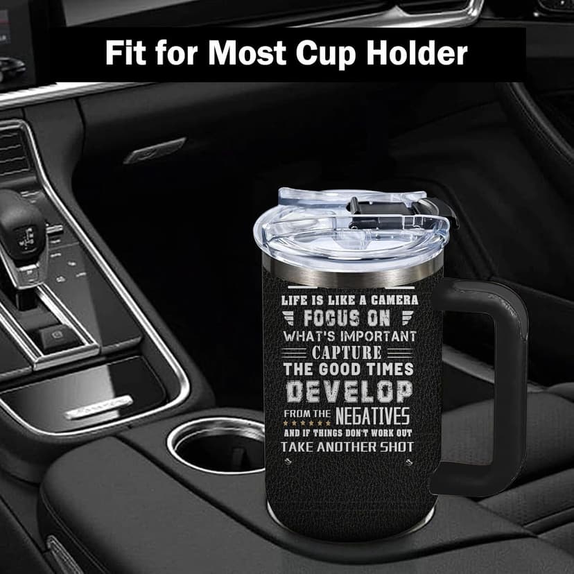 Photographer Gifts for Women Men Tumbler with Handle Straws 40oz Photography Lovers Camera Lens Coffee Cup Mugs, Cool Photographers Birthday Christmas Gifts