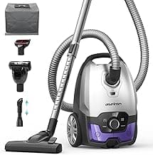 Canister Vacuum,1700W/45KPA Bagged Vacuum Cleaner,5L Large Capacity,Auto Cord Rewind,HEPA Filter,Low Noise,7.5M Cleaning Radius,Variable Power Control,Easy to Push,Hard Floor,Pet,Carpet,Upholstery,Car