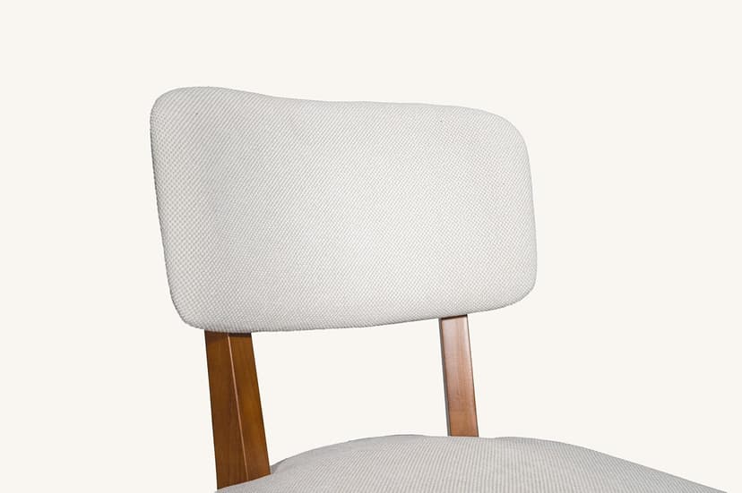 OVENTA Modern Armless Dining Chairs Set of 4, Mid-Century Contemporary Side Chairs with Solid Rubber Wood Legs, Beige Upholstered Fabric Accent Chairs for Dining Room, Kitchen, Living Room