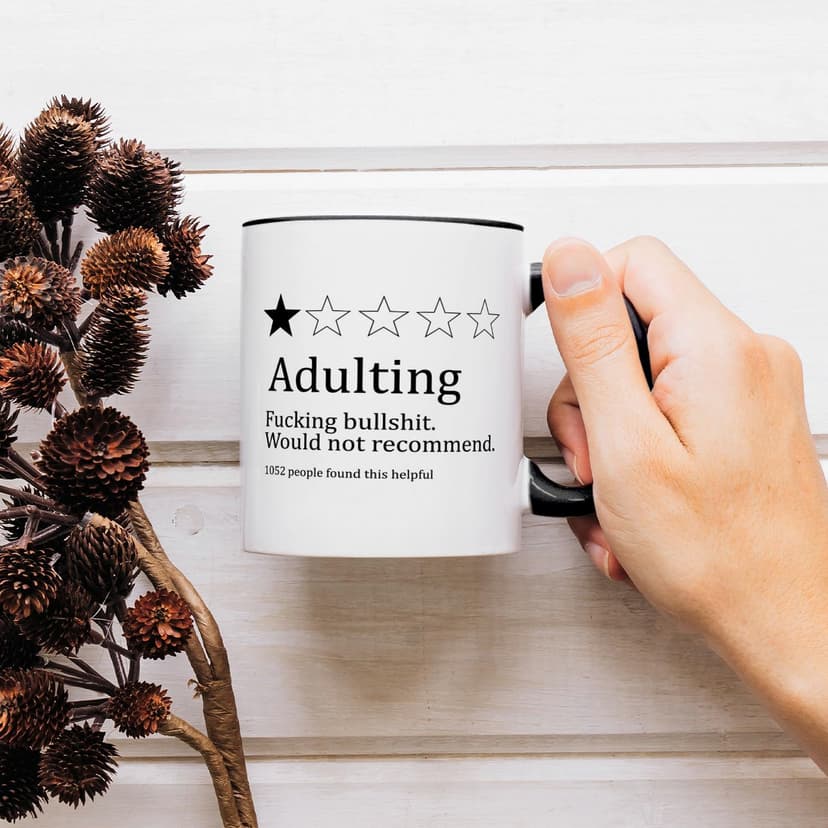 Funny Gifts for Age Ceremony, Hilarious Being an Adult Would Not Recommend Coffee Mug,Birthday Christmas Gifts for 18 Years Old Grown-Up Tea Cup 11 OZ B0DNJHSK26