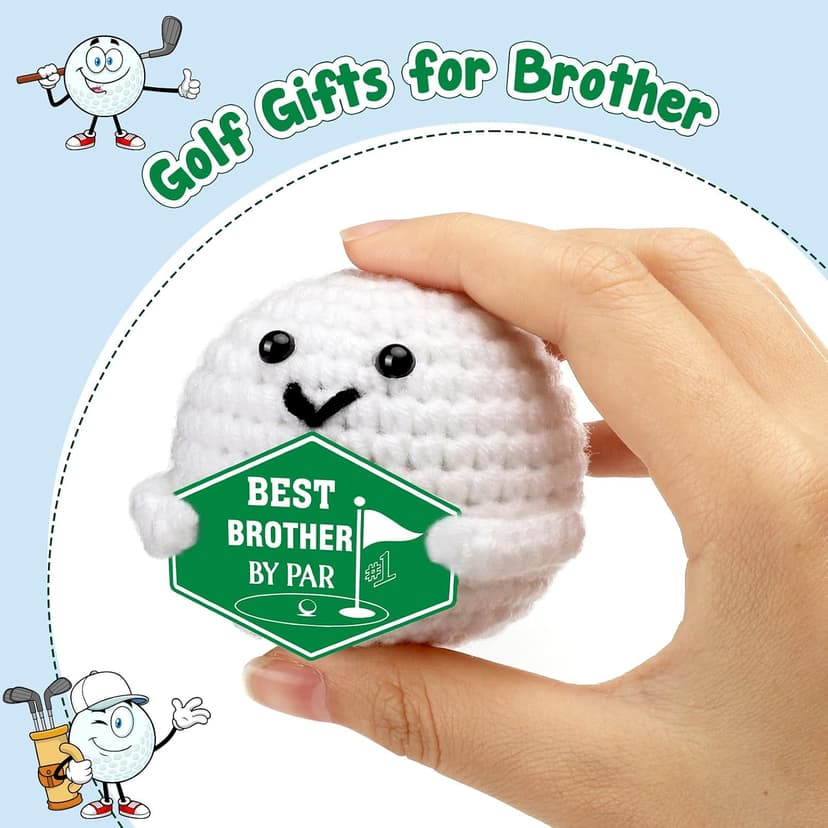 Funny Crochet Golf Ball Gifts for Big Little Bro from Sister Brother Stocking Stuffers Fathers Day, Best Brother by Par Gifts for Brother Christmas from Sister - Birthday Brother Gifts B0GRTVK4D3