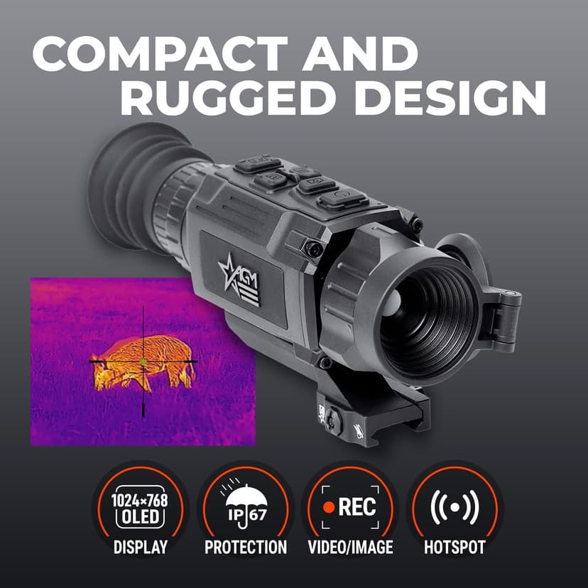 AGM Global Vision Rattler V2 Thermal Imaging Rifle Scope for Hunting. High Resolution Thermal Scope with High Sensitivity Thermal Optics IR Vision riflescope. Waterproof & Durable Design