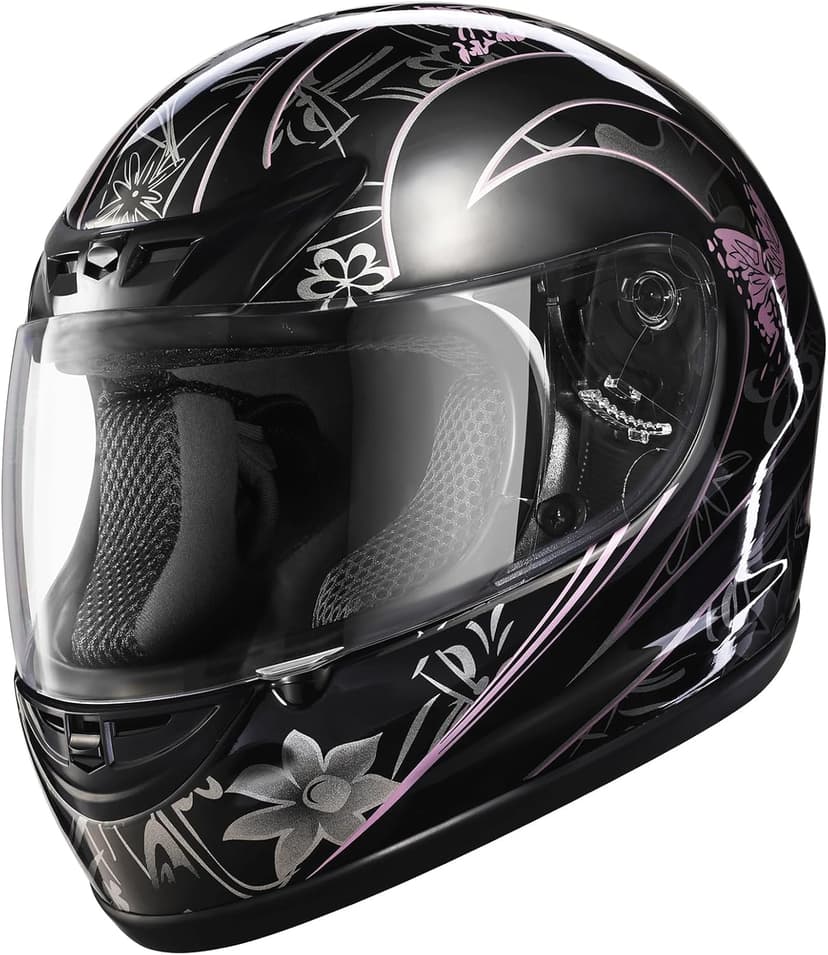TCMT Size-S Full Face Motorcycle Helmet for Adults Men Women, Lightweight Polycarbonate Street Bike Dirt Bike Helmet with Anti-Scratch Mirror Shield and Removable Liner, DOT Approved