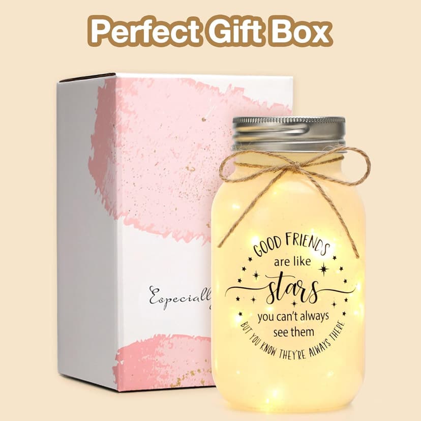 Maracco Christmas Best Friends Gifts for Women, Mason Jar Night Lights for Friend, BFF, Coworker, Friendship Gifts Friends Birthday Gifts for Women